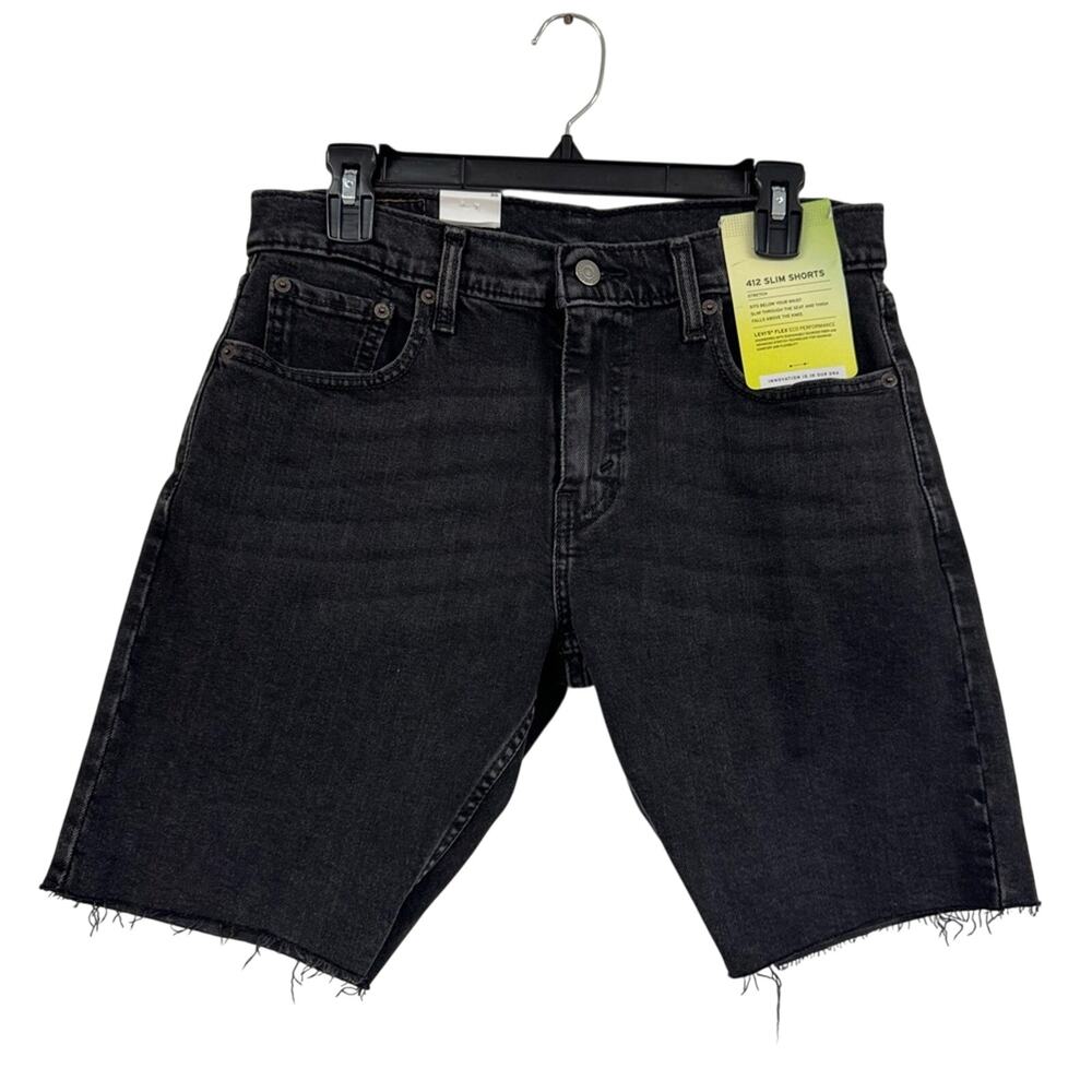 Levi’s Black 412 Slim Shorts Denim Cut Off Bermuda Jean Shorts Womens 30 Modest